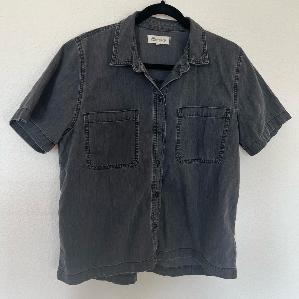 Madewell Black Denim Button Up (size L)